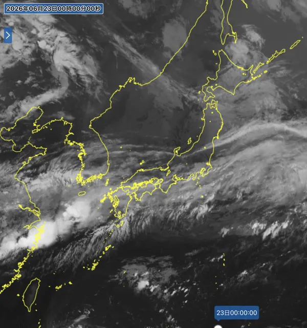 2026年6月22日24時の日本周辺の衛星赤外画像