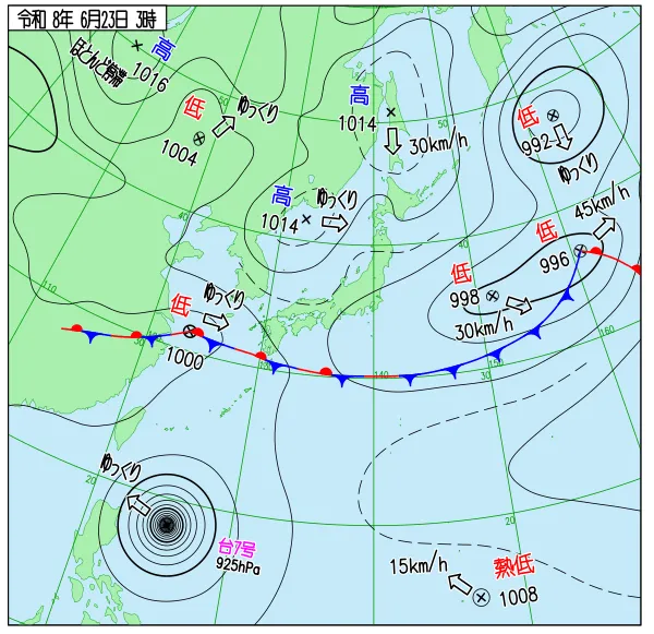 2026年6月23日3時の速報天気図