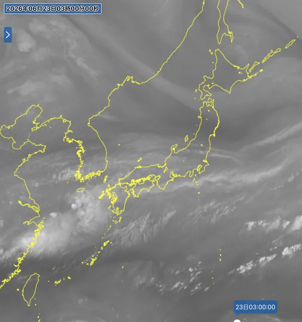 2026年6月23日3時の日本周辺の衛星水蒸気画像