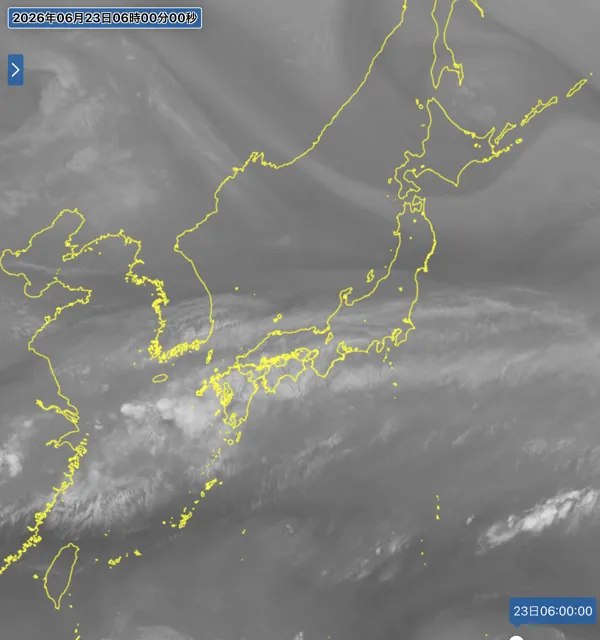 2026年6月23日6時の日本周辺の衛星水蒸気画像