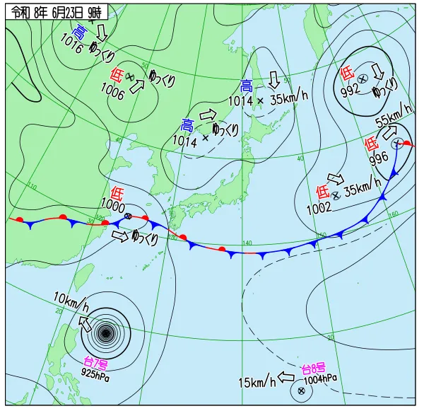 2026年6月23日9時の速報天気図