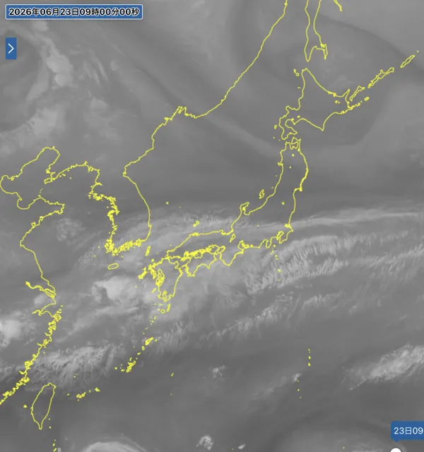 2026年6月23日9時の日本周辺の衛星水蒸気画像