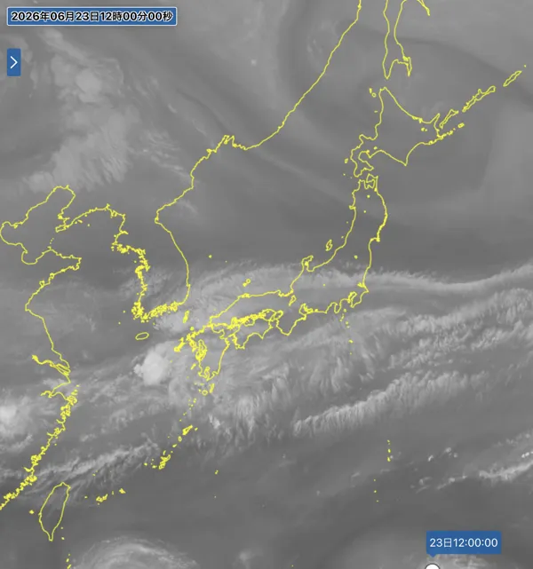 2026年6月23日12時の日本周辺の衛星水蒸気画像