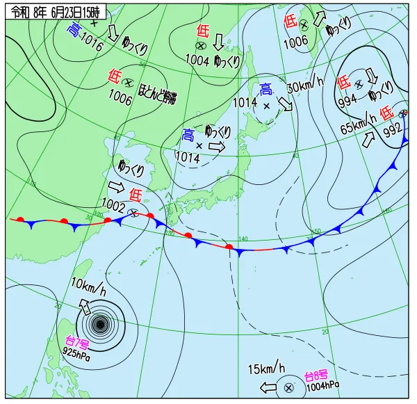 2026年6月23日15時の速報天気図