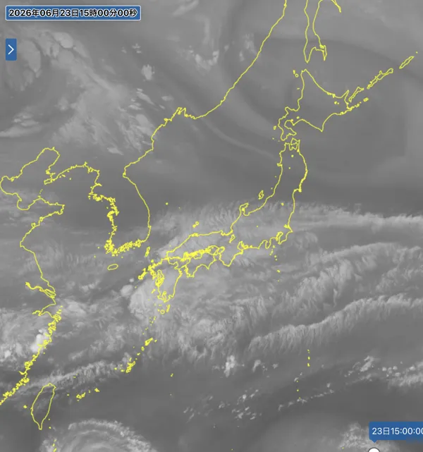 2026年6月23日15時の日本周辺の衛星水蒸気画像