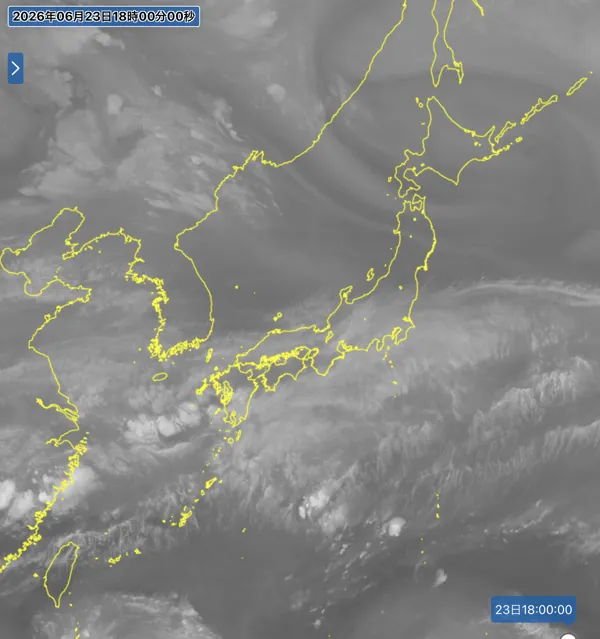 2026年6月23日18時の日本周辺の衛星水蒸気画像