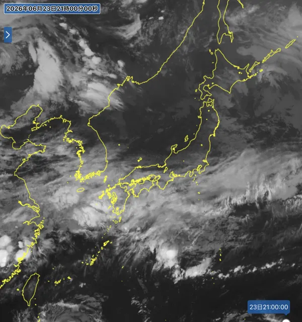 2026年6月23日21時の日本周辺の衛星赤外画像