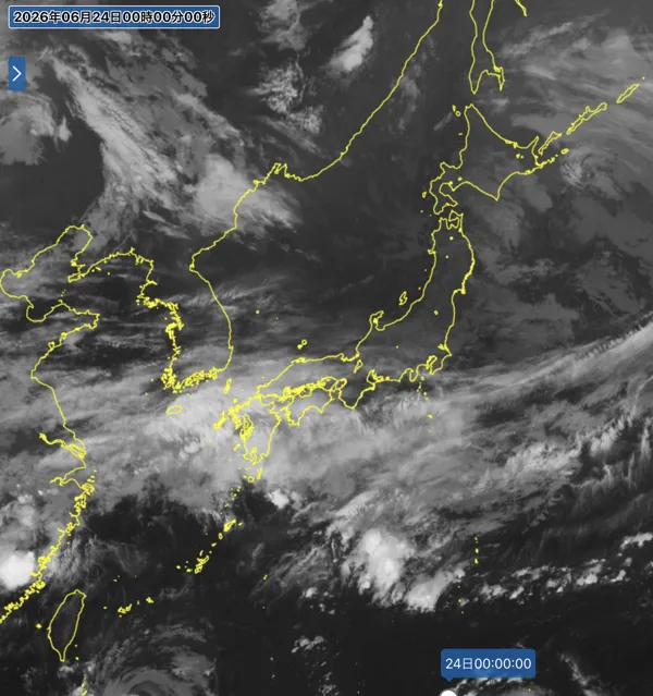 2026年6月23日24時の日本周辺の衛星赤外画像