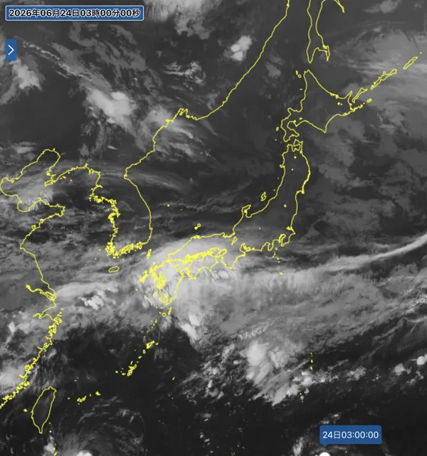 2026年6月24日3時の日本周辺の衛星赤外画像