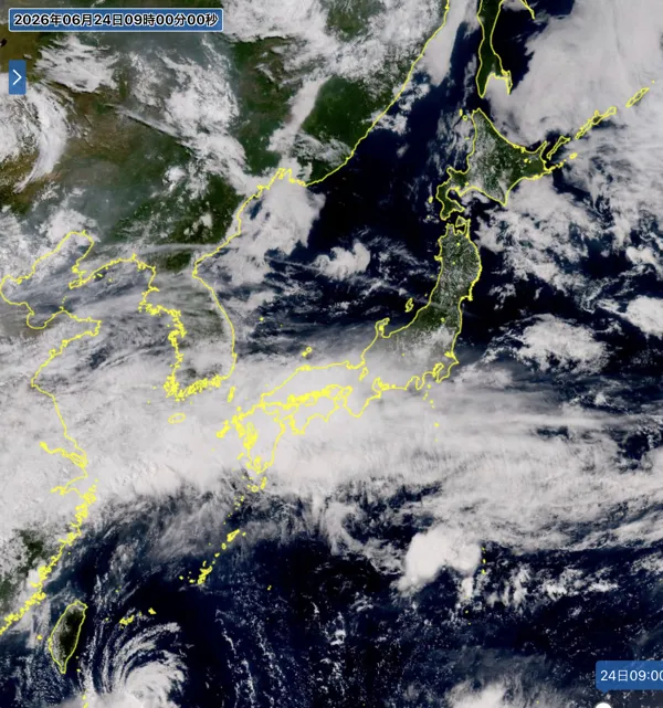 2026年6月24日9時の日本周辺の衛星可視画像