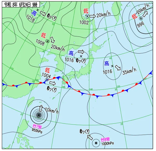 2026年6月24日9時の速報天気図