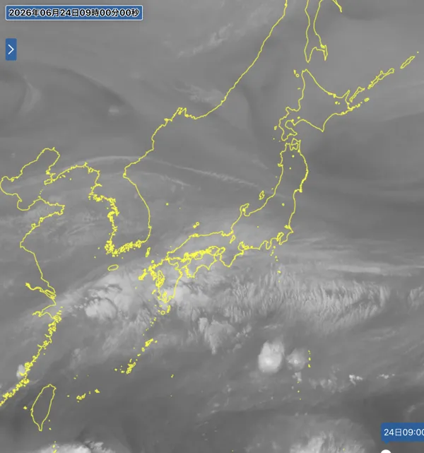 2026年6月24日9時の日本周辺の衛星水蒸気画像