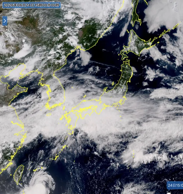 2026年6月24日15時の日本周辺の衛星可視画像