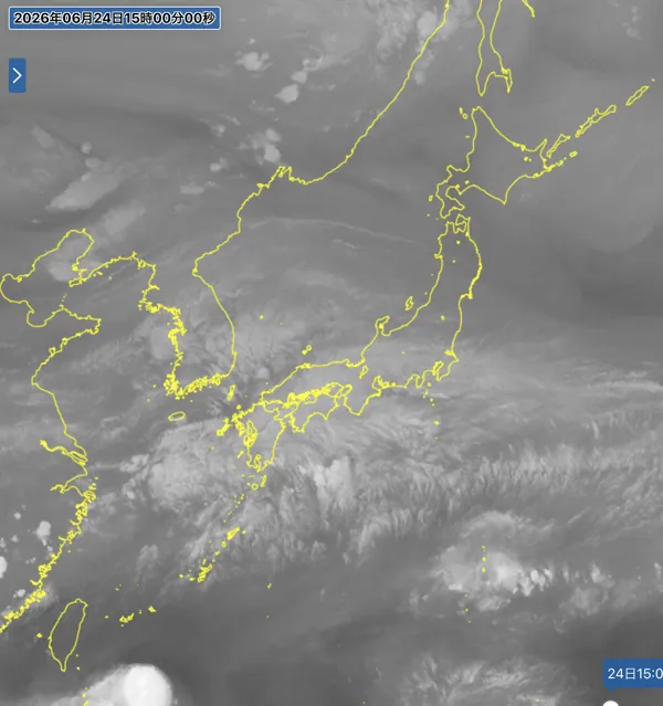 2026年6月24日15時の日本周辺の衛星水蒸気画像