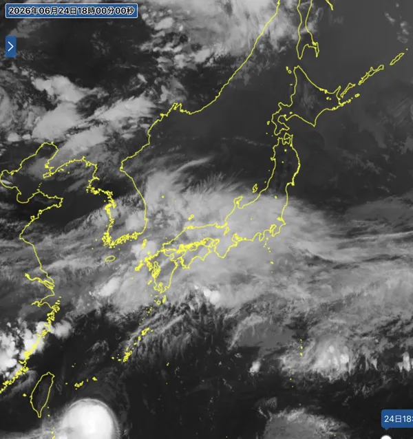 2026年6月24日18時の日本周辺の衛星赤外画像