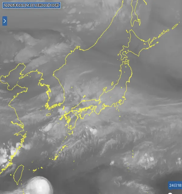 2026年6月24日18時の日本周辺の衛星水蒸気画像