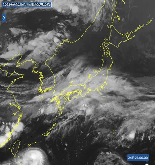 2026年6月24日21時の日本周辺の衛星赤外画像