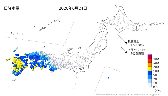 日本のアメダス日降水量の図
