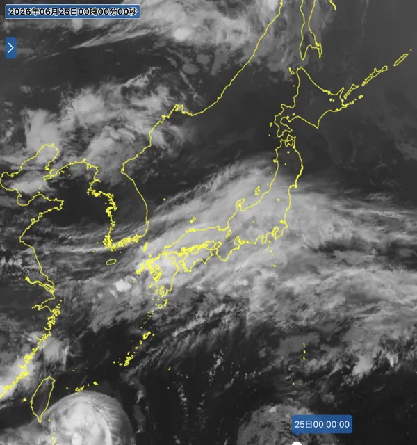 2026年6月24日24時の日本周辺の衛星赤外画像