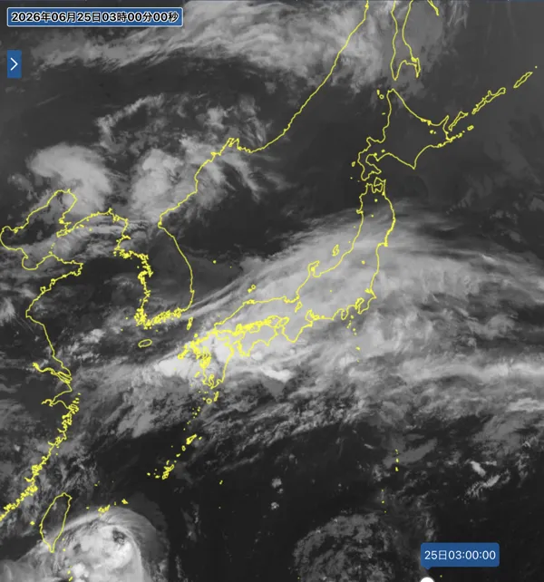 2026年6月25日3時の日本周辺の衛星赤外画像