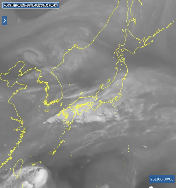 2026年6月25日6時の日本周辺の衛星水蒸気画像