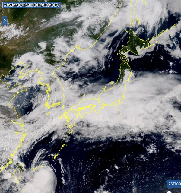 2026年6月25日9時の日本周辺の衛星可視画像