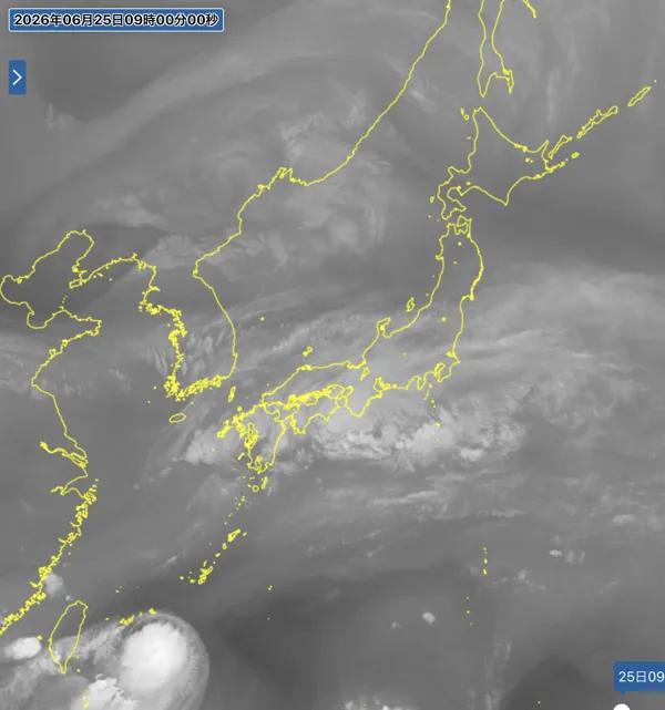 2026年6月25日9時の日本周辺の衛星水蒸気画像