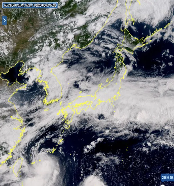 2026年6月25日15時の日本周辺の衛星可視画像