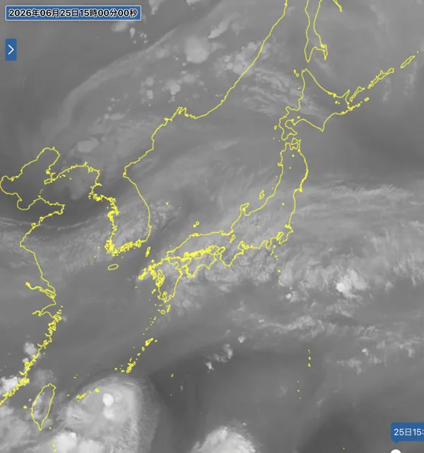 2026年6月25日15時の日本周辺の衛星水蒸気画像