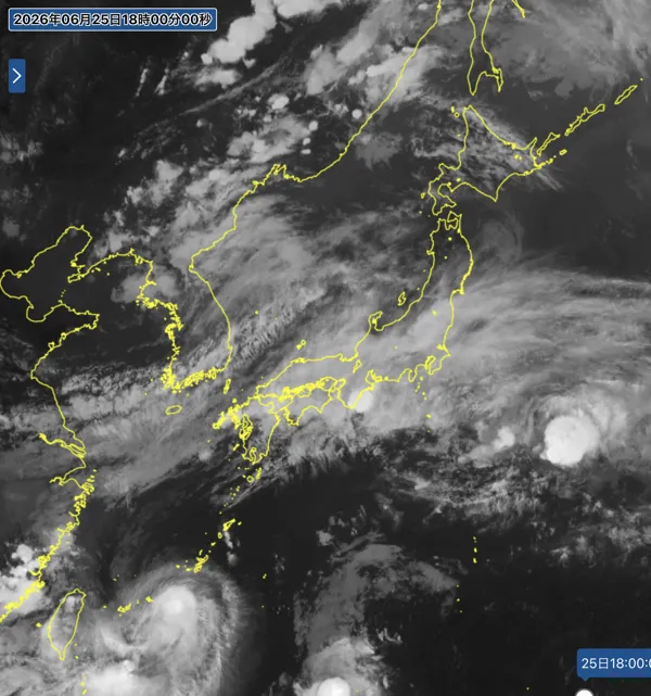 2026年6月25日18時の日本周辺の衛星赤外画像