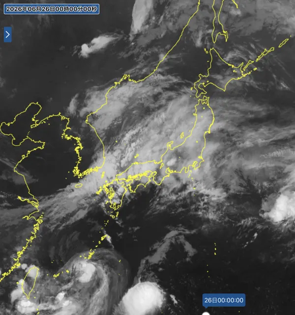 2026年6月25日24時の日本周辺の衛星赤外画像