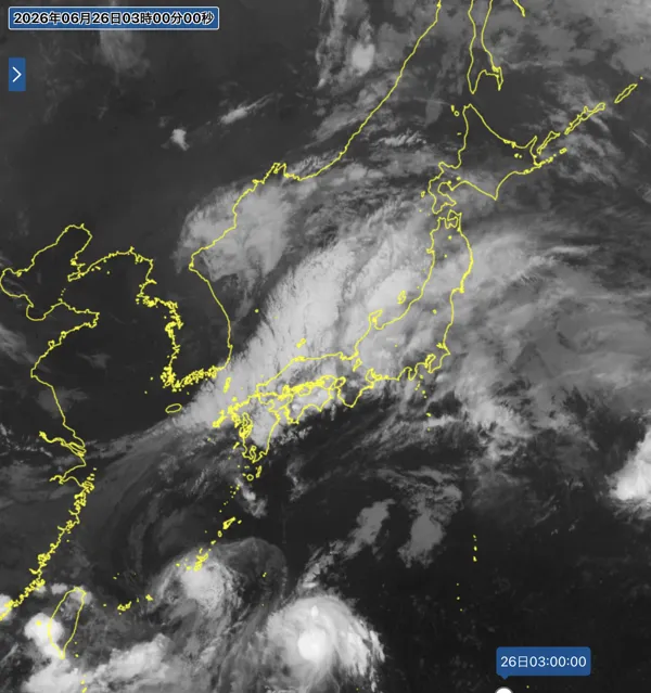 2026年6月26日3時の日本周辺の衛星赤外画像