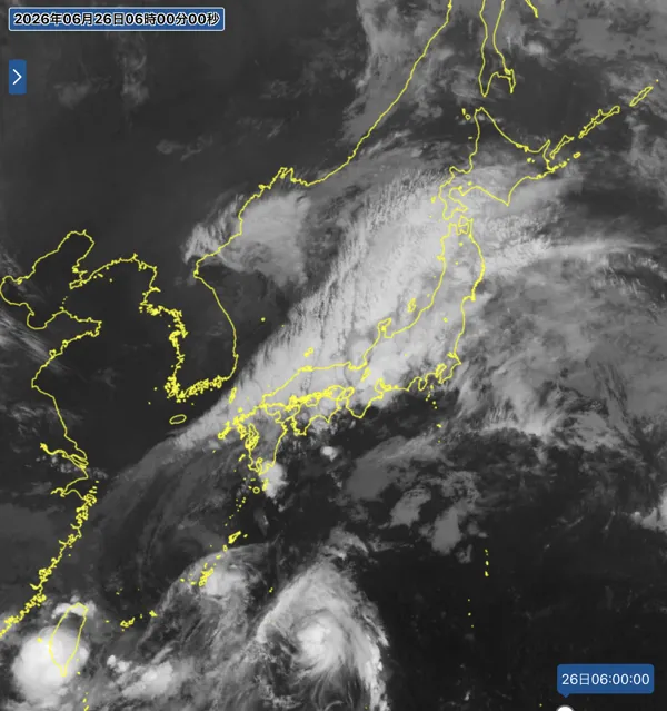 2026年6月26日6時の日本周辺の衛星赤外画像