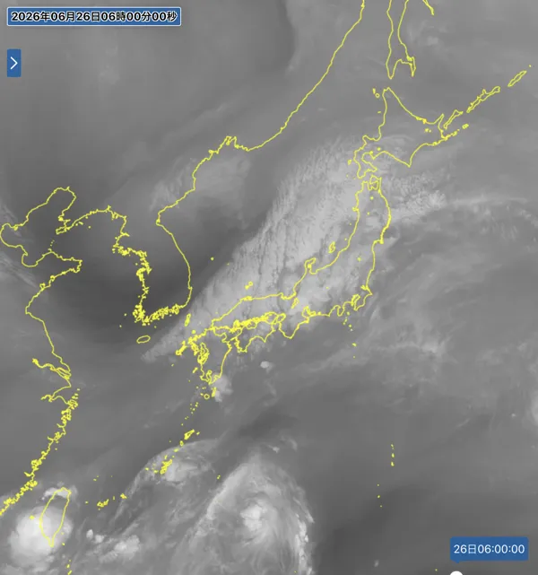 2026年6月26日6時の日本周辺の衛星水蒸気画像