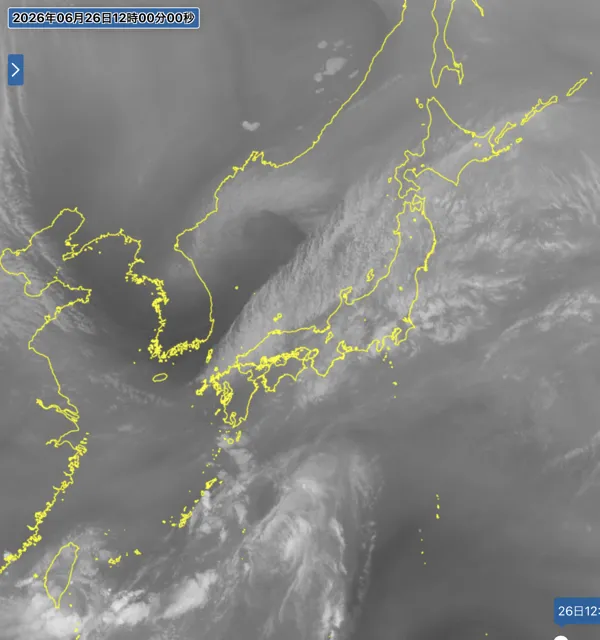 2026年6月26日12時の日本周辺の衛星水蒸気画像