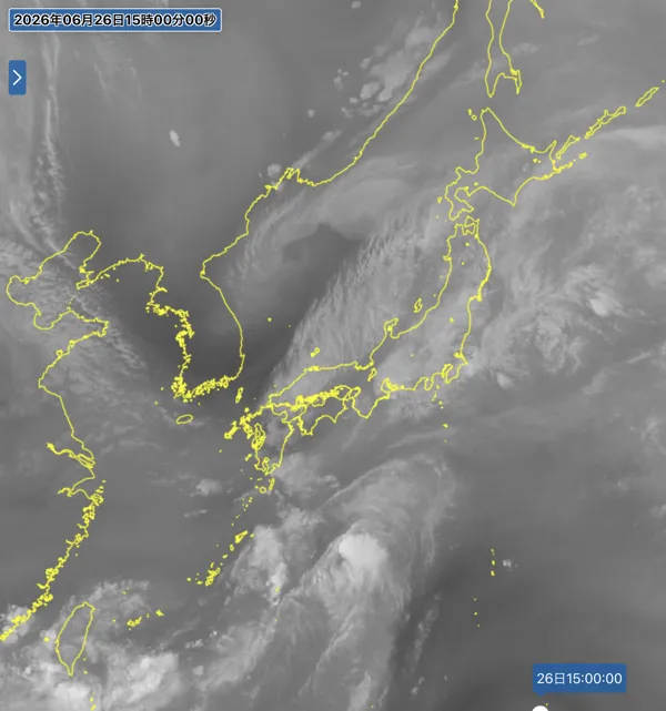 2026年6月26日15時の日本周辺の衛星水蒸気画像