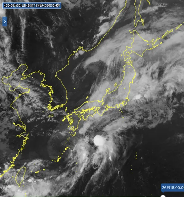 2026年6月26日18時の日本周辺の衛星赤外画像