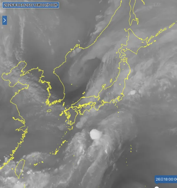 2026年6月26日18時の日本周辺の衛星水蒸気画像