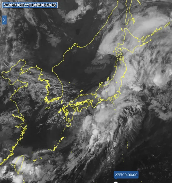 2026年6月26日24時の日本周辺の衛星赤外画像