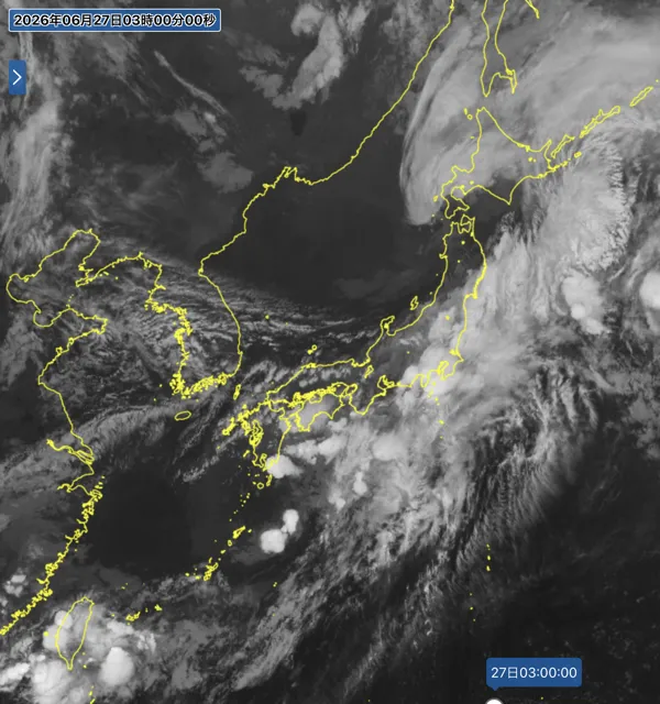 2026年6月27日3時の日本周辺の衛星赤外画像