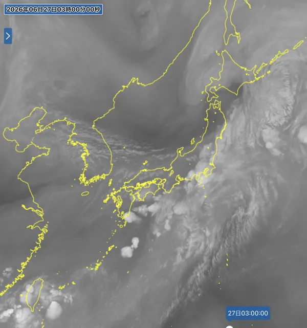 2026年6月27日3時の日本周辺の衛星水蒸気画像