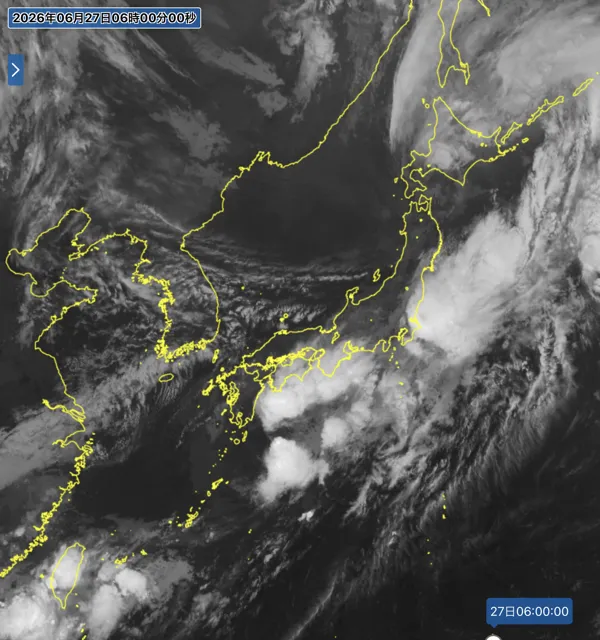 2026年6月27日6時の日本周辺の衛星赤外画像