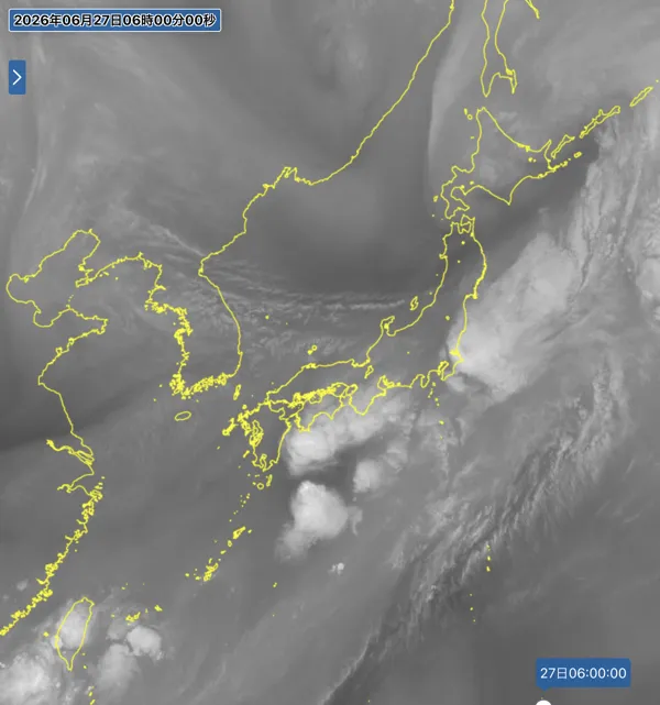 2026年6月27日6時の日本周辺の衛星水蒸気画像