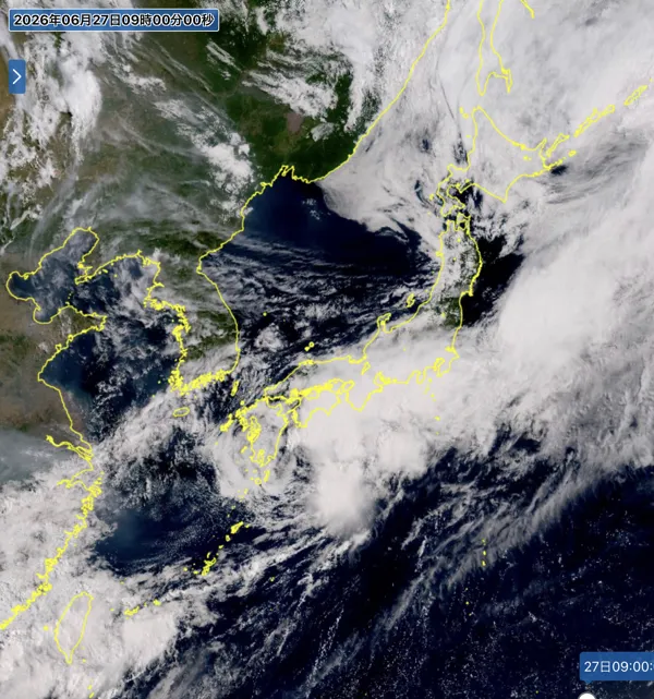 2026年6月27日9時の日本周辺の衛星可視画像
