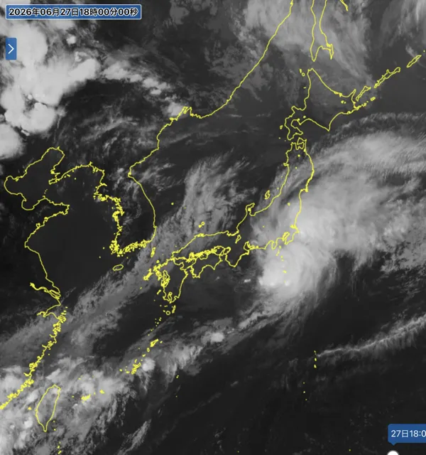 2026年6月27日18時の日本周辺の衛星赤外画像