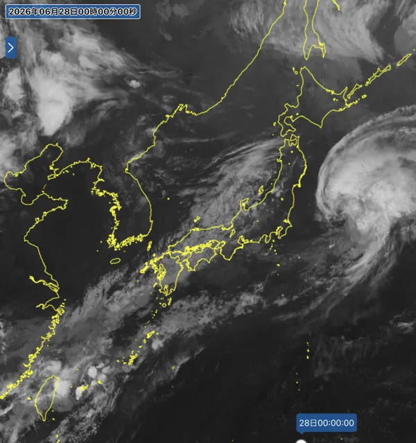 2026年6月27日24時の日本周辺の衛星赤外画像