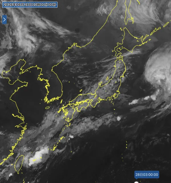 2026年6月28日3時の日本周辺の衛星赤外画像