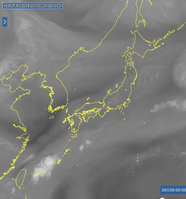 2026年6月28日6時の日本周辺の衛星水蒸気画像