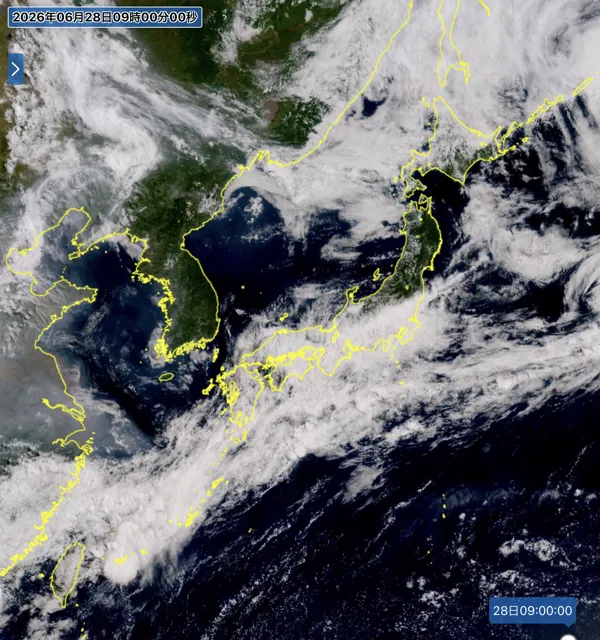 2026年6月28日9時の日本周辺の衛星可視画像