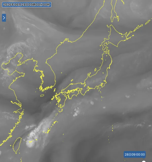 2026年6月28日9時の日本周辺の衛星水蒸気画像